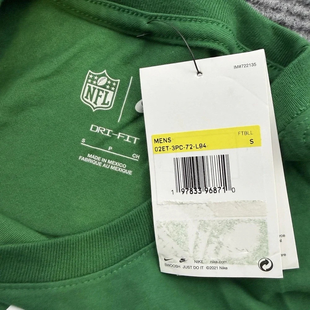 Nike‎ Dri Fit New York Jets Shirt Men's Size Small Green NFL Logo New With Tags